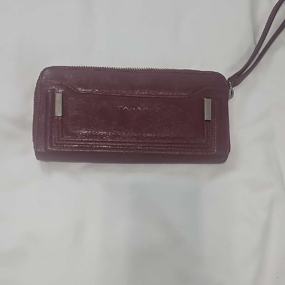 Burgundy Leather Wristlet